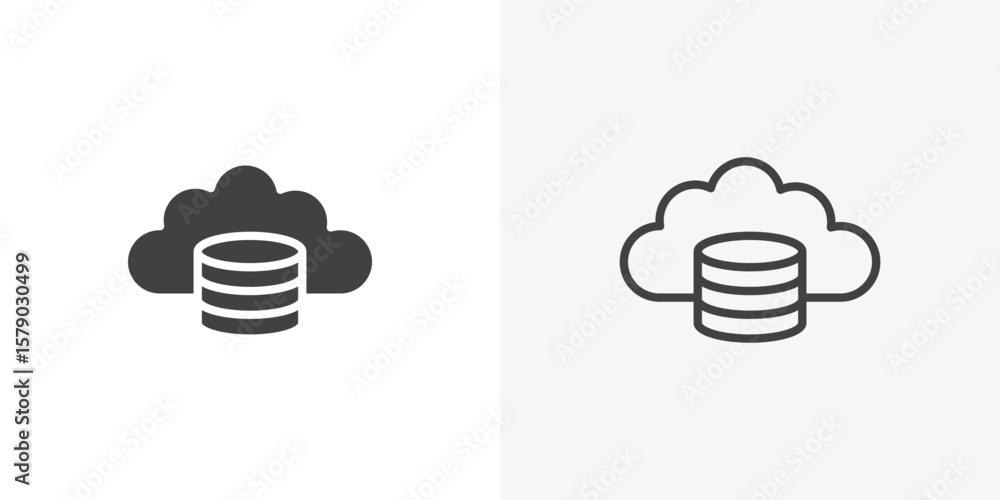 Poster cloud server icon. collection of editable stroke line and solid flat styles.