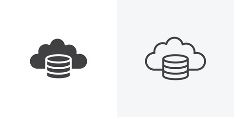 Cloud server icon. collection of editable stroke line and solid flat styles.