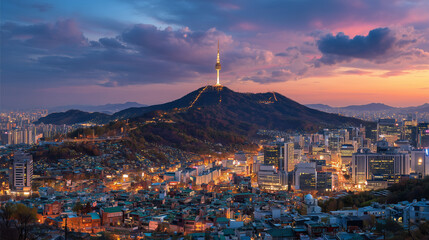 Seoul cityscape with Namsan Tower