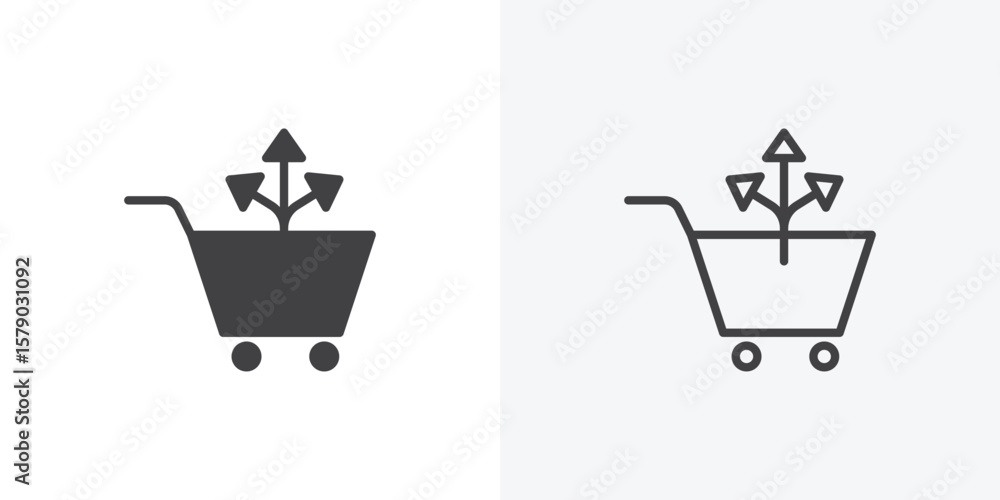 Poster cross sell icon. collection of editable stroke line and solid flat styles.