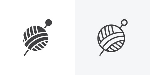 Crochet icon. collection of editable stroke line and solid flat styles.