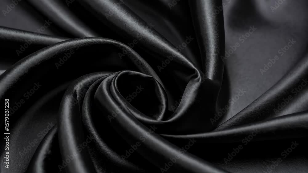 Poster elegant folds of dark gray silk fabric creating a luxurious abstract pattern with light reflecting o