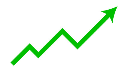 Growth/success arrow icon. Green growth arrow. Up arrow which represents progress, growth, success, financial surplus etc