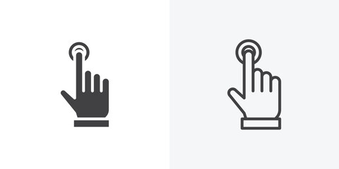 Finger control icon. collection of editable stroke line and solid flat styles.