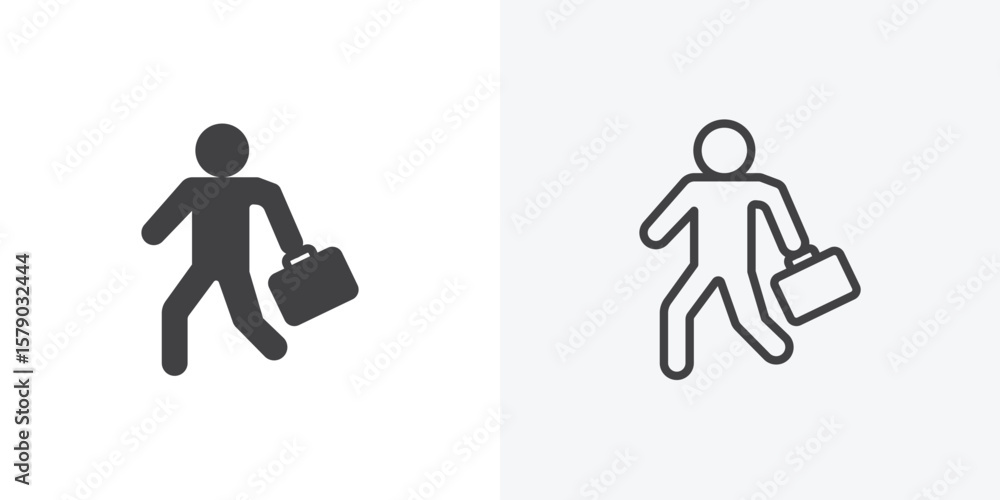 Poster going to work icon. collection of editable stroke line and solid flat styles.