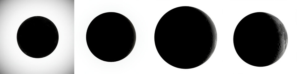 Fototapeta premium Moon Phases Progression Illustration - Celestial cycle, lunar phases, darkness, light, time. Symbolic of growth, change, and the passage of time
