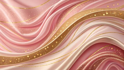 Pink and Gold Abstract Background Elegant Swirls Luxurious Texture Fluid Design