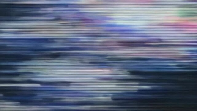 Pastel glitch texture with analog distortion and horizontal scanlines