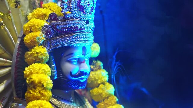 Divine Statue of Khatu Shyam Ji Decorated with Ornaments and Flowers
