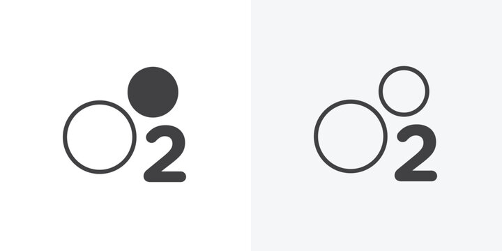Oxygen O2 icon. collection of editable stroke line and solid flat styles.