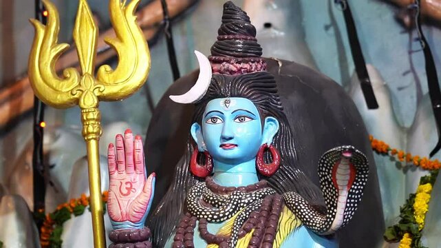 Majestic Lord Shiva Statue with Crescent Moon and Trident