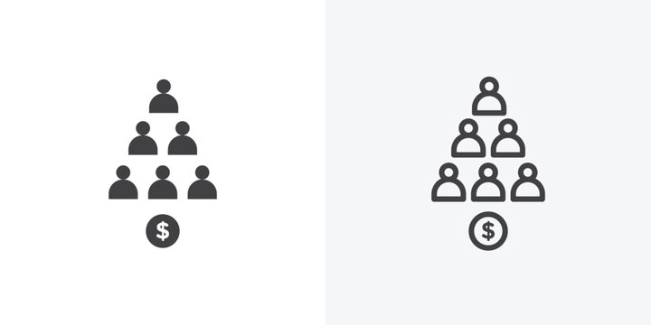 Ponzi scheme icon. collection of editable stroke line and solid flat styles.