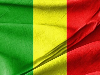 Elegant Flag of Mali Against Vibrant African Sky