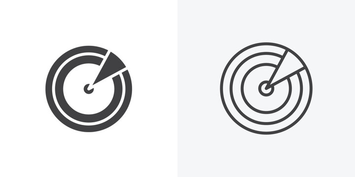 Radar detection icon. collection of editable stroke line and solid flat styles.
