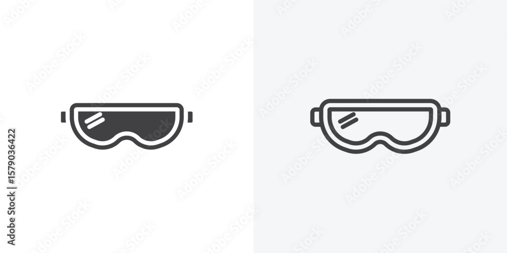 Poster snow goggle icon. collection of editable stroke line and solid flat styles.