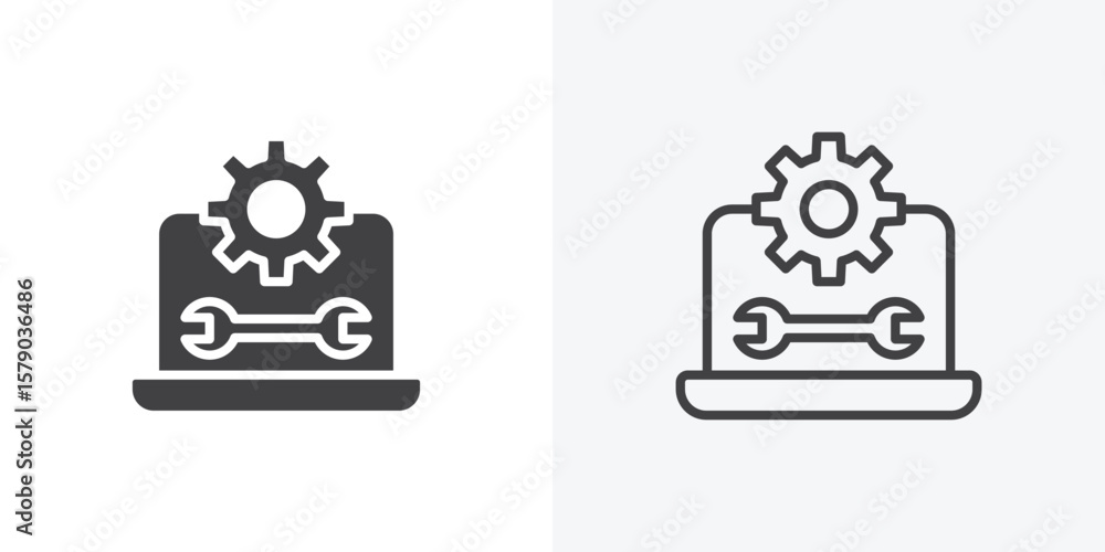 Poster software engineering icon. collection of editable stroke line and solid flat styles.