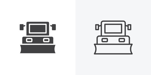 Snowplow icon. collection of editable stroke line and solid flat styles.