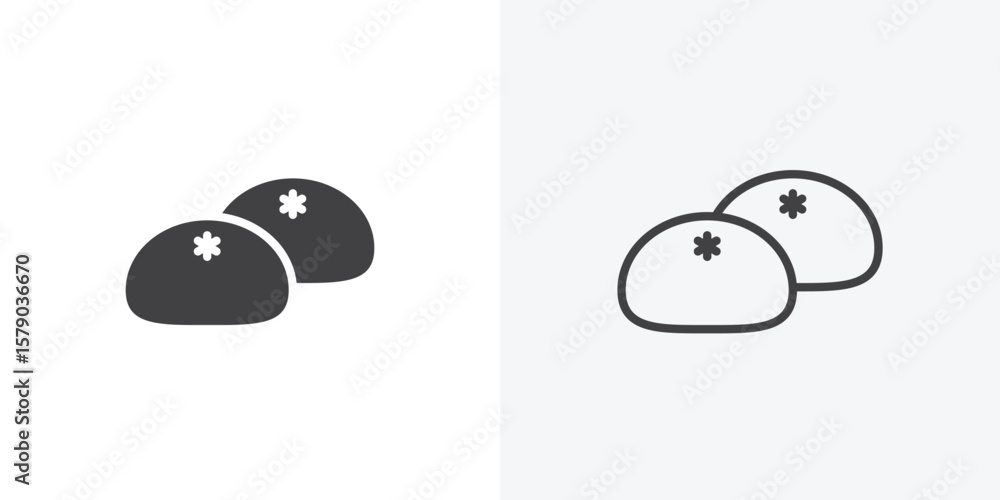 Poster steamed bread icon. collection of editable stroke line and solid flat styles.