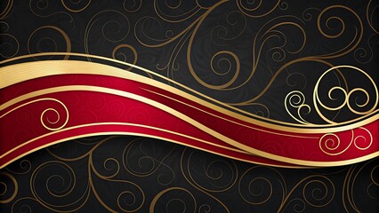 Elegant Red and Gold Ribbon Banner Festive Design for Holiday Celebrations