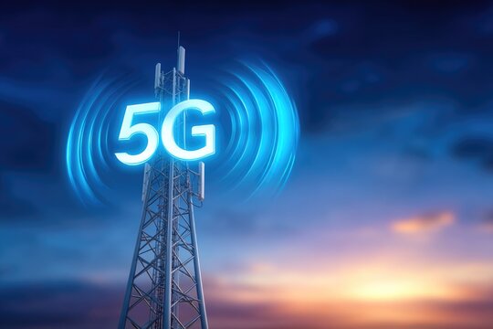 5G Network Tower Emitting Signal