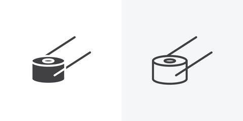 Sushi icon. collection of editable stroke line and solid flat styles.