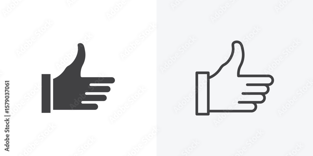Poster thumb up icon. collection of editable stroke line and solid flat styles.