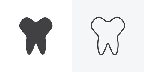 Tooth icon. collection of editable stroke line and solid flat styles.