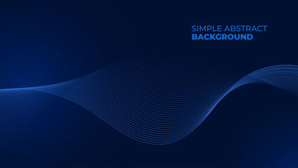 Simple abstract blue background, dark blue gradient banner with wavy lines