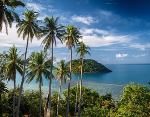 palm trees on koh yao yai island thailand