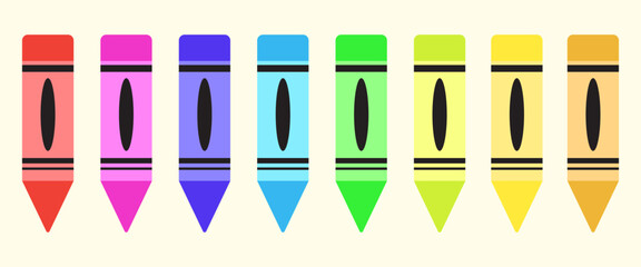 Colorful Crayon Collection in Flat Design Style