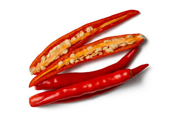 The High resolution photo of fresh red chili peppers for cooking