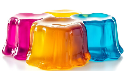 Delicious jelly wobbling, vibrant colors, isolated on white background, glossy surface