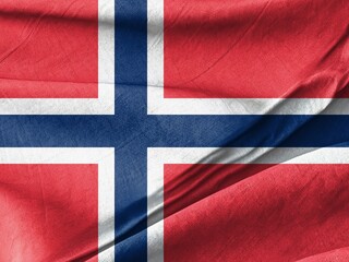 Waving Norwegian Flag Against a Gentle Breeze