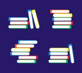 Flat Design Stack of Colorful Books for School and Education