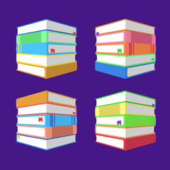 Colorful Stack of Books in 3D Style for Back to School