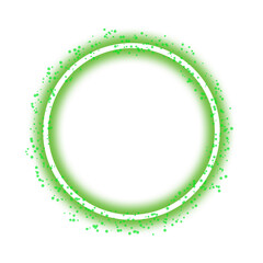 Green Sparkle Circle Frame PNG - Abstract Glowing Decorative Ring Design, neon green circle. 


