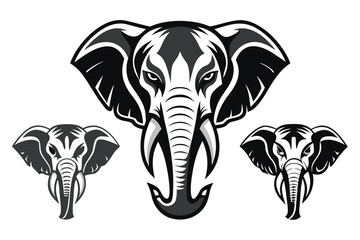 Powerful Elephant Head Logo Design in Black and White