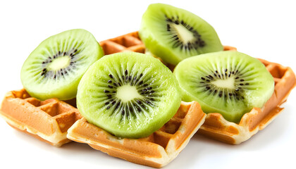 Kiwi waffles isolated on white background Set Collection
