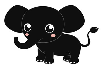 Fototapeta premium Adorable Black Baby Elephant Cartoon Illustration
