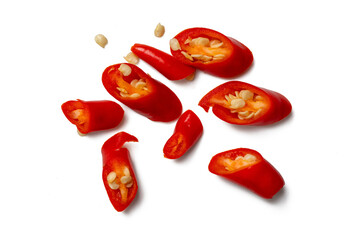 The High resolution photo of fresh red chili peppers for cooking