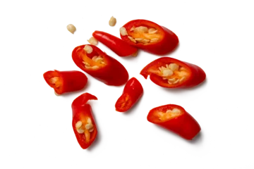 Gardinen Chilischoten The High resolution photo of fresh red chili peppers for cooking  © shirophoto