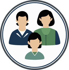 Diverse team avatars, flat design for user profiles. professional cartoon characters representing a business team. Group of smiling people icons for collaboration.