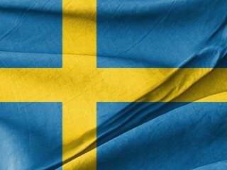 Waving Swedish Flag Against a Gentle Breeze
