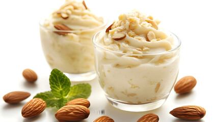 Almond mousse isolated on white background