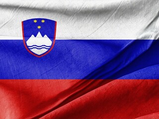 Waving Slovenian Flag Against a Gentle Breeze