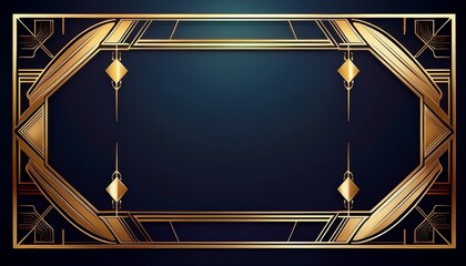 elegant gold art deco frame providing a sophisticated border adding vintage glamour and timeless style to any design project with geometric precision and luxurious aesthetic