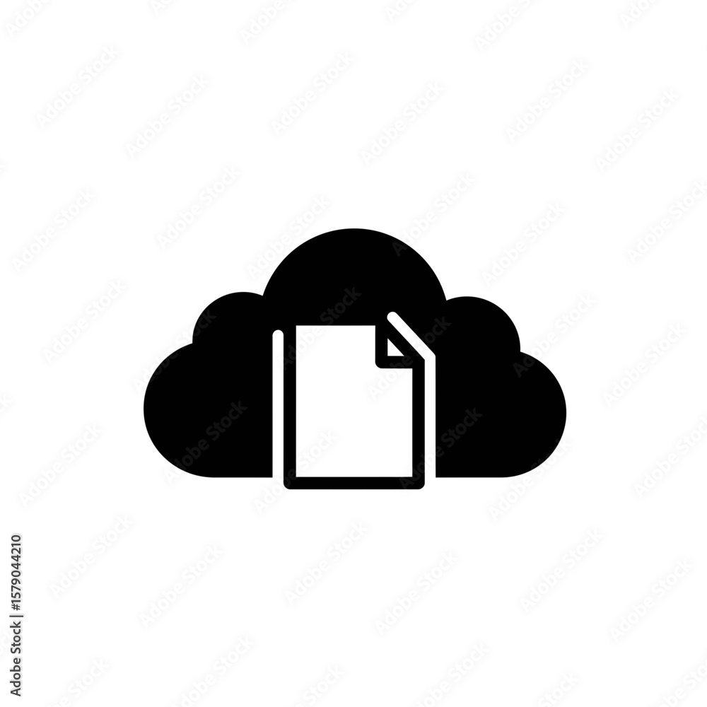 Poster cloud data storage: a sleek, minimalist vector illustration depicts a cloud symbolizing secure data 