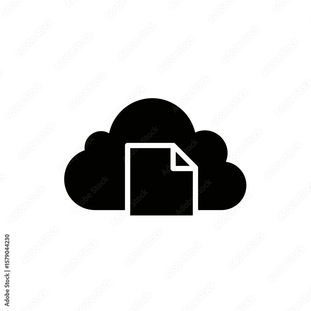 Poster cloud data storage symbol: a minimalist graphic illustrating data storage, where a cloud and documen