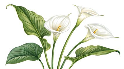 Elegant Calla Lily Bouquet Botanical of White Flowers