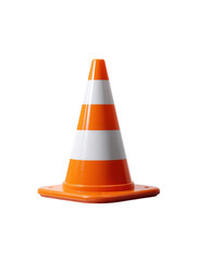 A single orange and white striped traffic cone isolated on a plain black background studio shot